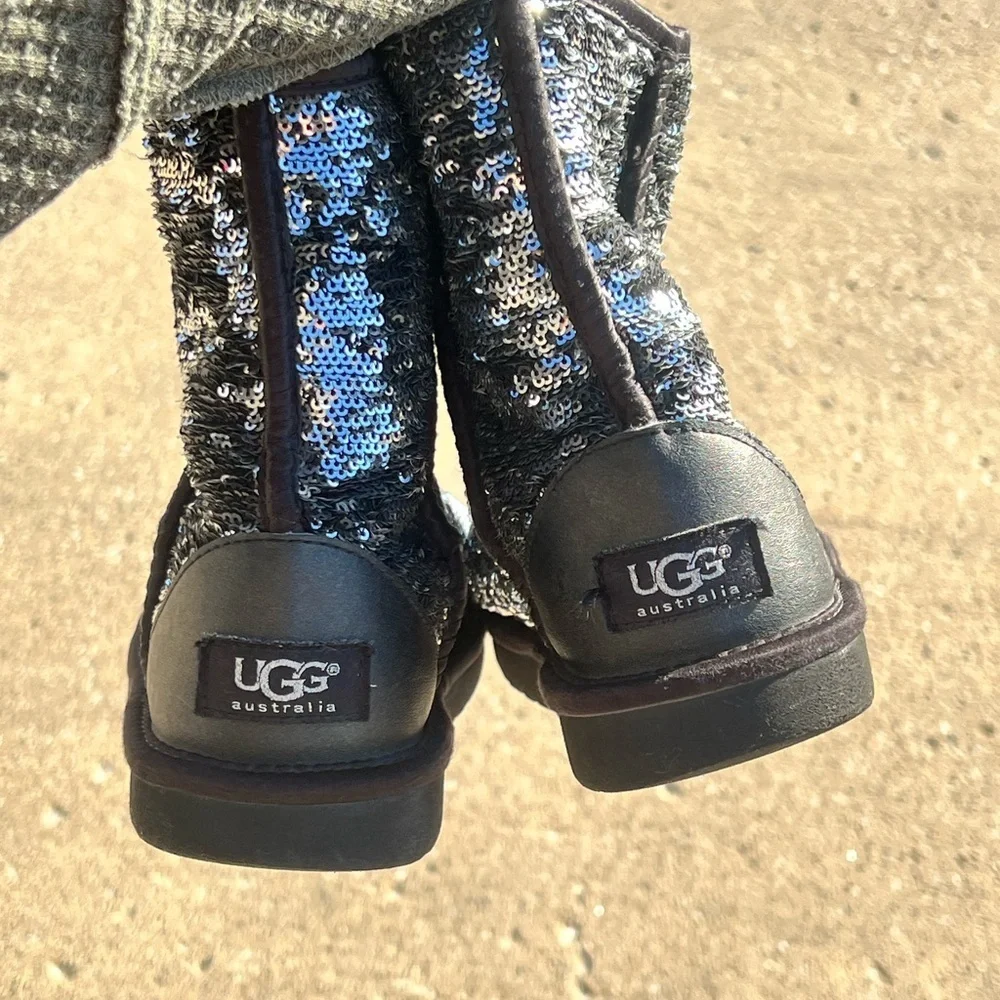 UGG Silver Sequin Boots with Black Accents